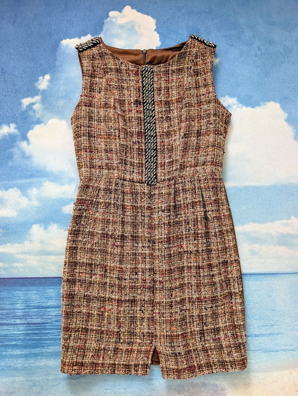 CH inspired Sleeveless Tweed Shift Dress in Chocolate brown🤎 XS